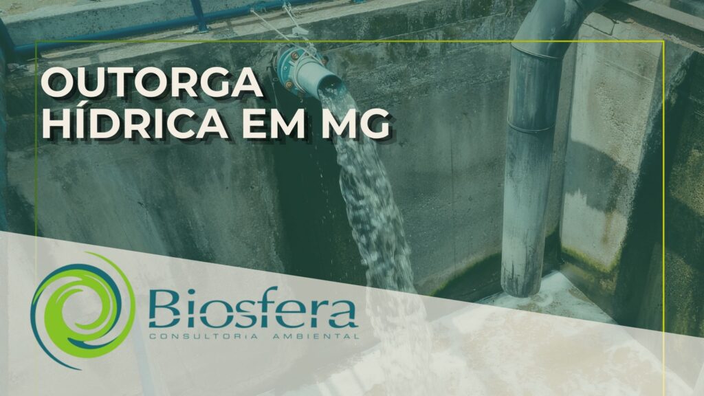imagem com título de outorga hídrica em minas gerais, com fundo de um cano de água de captação